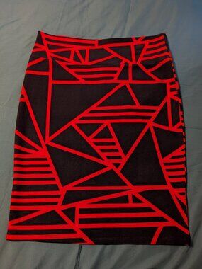 LuLaRoe Cassie Pencil Skirt Geometric Size XL Red and Navy